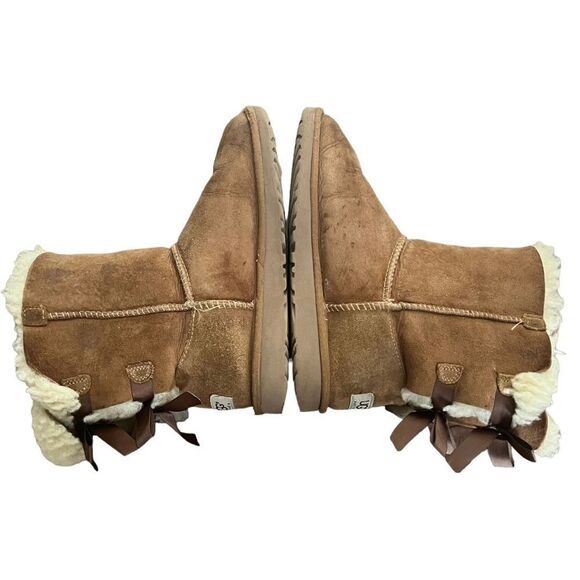 UGG Bailey Bow II Boots S/N 1002954
women US 5 brown suede satin bows shearling - Picture 8 of 12